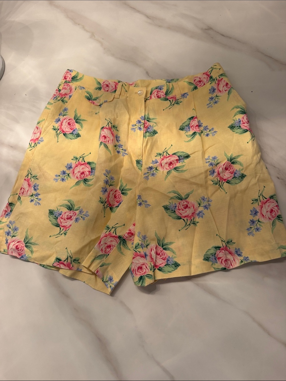 Lauren Ralph Lauren Yellow Floral High-Waist Shorts